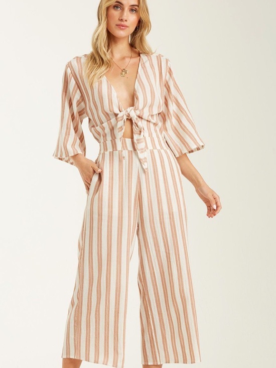 Billabong Pants - Billabong link up jumpsuit tie front striped m